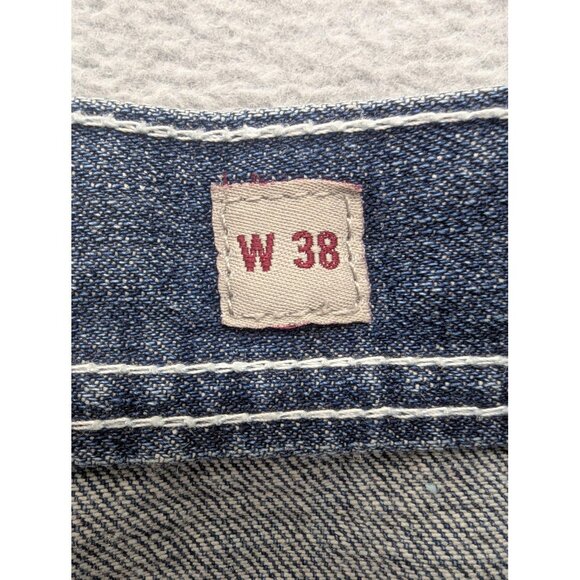 Member's Property Denim Shorts Mens 38 Blue Distressed Jean Zip Fly Casual - Picture 14 of 15